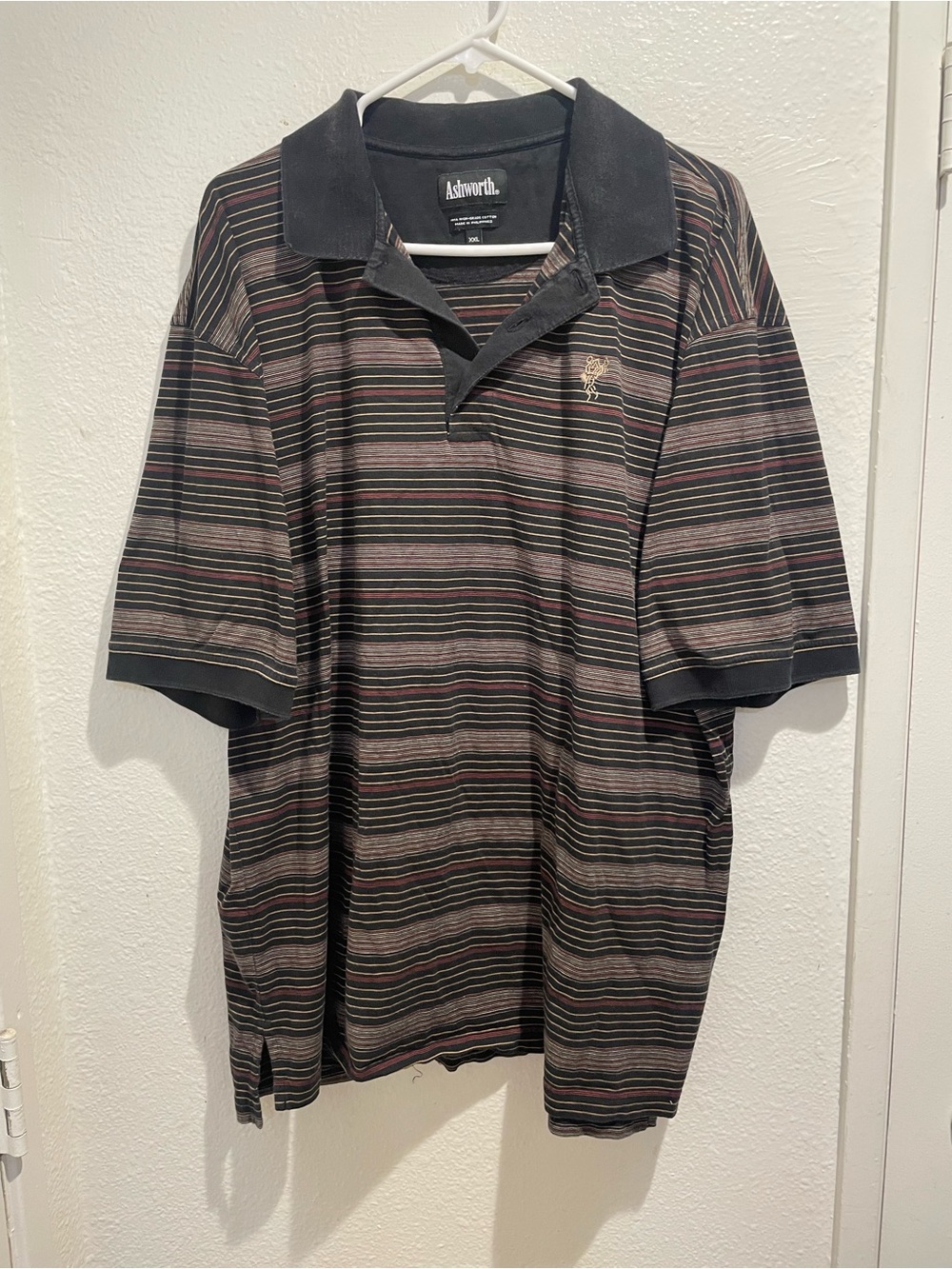 Vintage 90s Ashworth Mens 2XL Y2K Fine Striped Pima Cotton Golf Polo Shirt